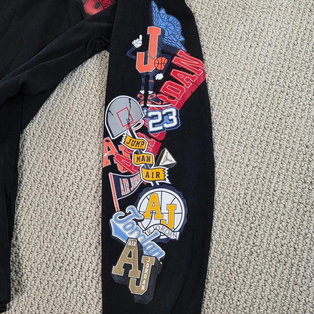 Air Jordan Long Sleeve T-Shirt Black Graphic‎ Print Mens Size Small